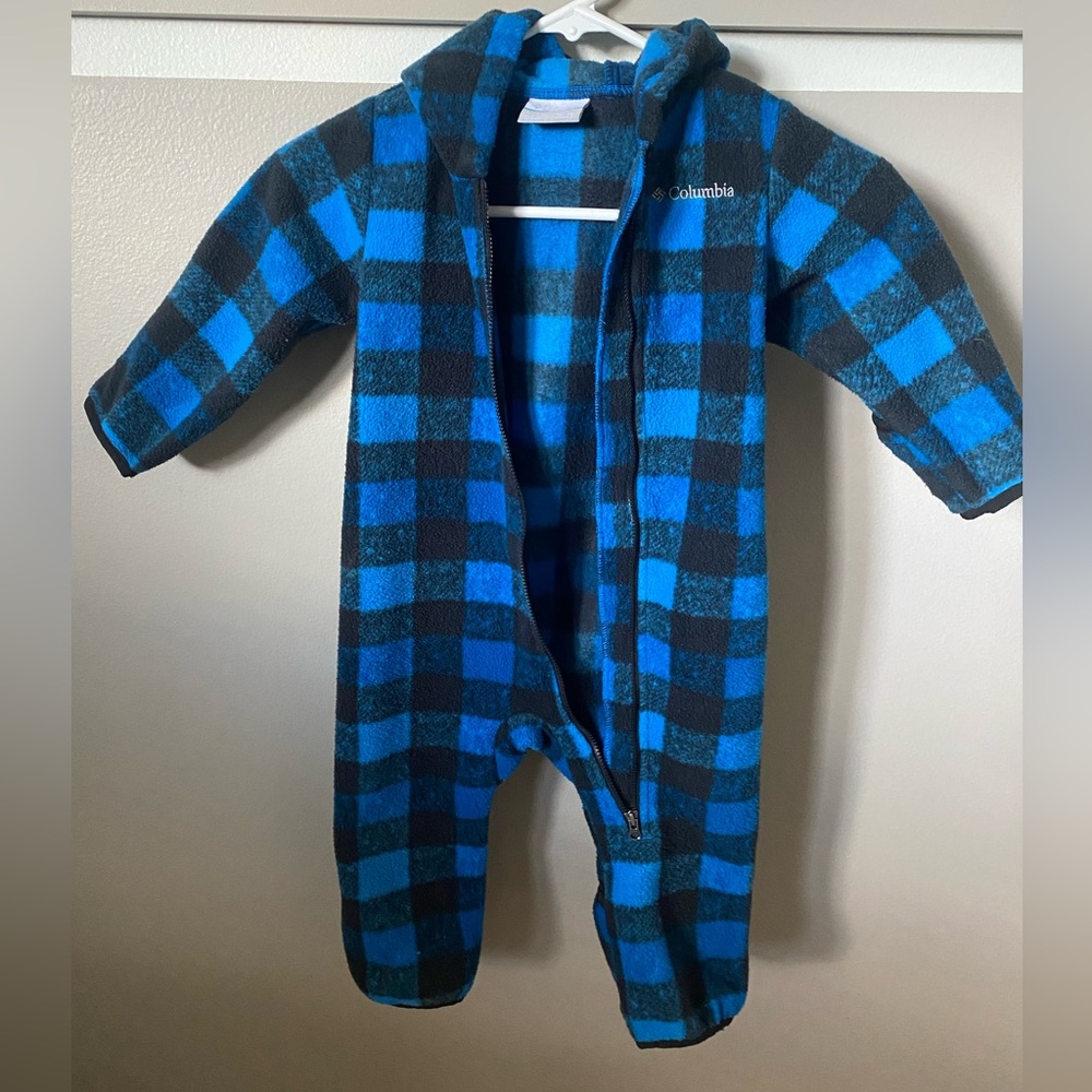 Columbia Blue and Black Checkered Baby Onesie